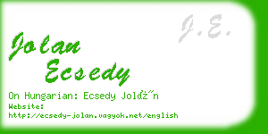 jolan ecsedy business card